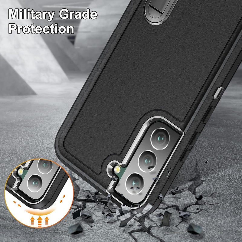 Fucozan for Samsung Galaxy S22 Plus Case with Kickstand Case 3-Layer Military Grade Protective Case Cover Silicone Rugged Shockproof for Galaxy S22 Plus Phone Case Black+Black - Image 4